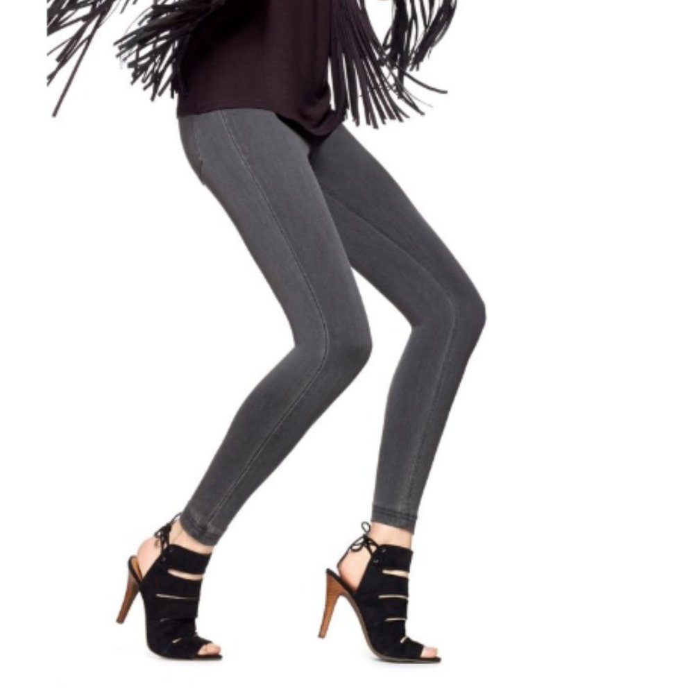 Hue Skinny Jean Leggings Washed Black Denim Size M